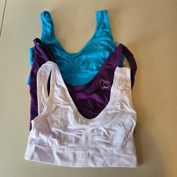 Unbranded Sports Bra Set of 3 Women's XS Purple White Blue NWOT - Picture 2 of 15